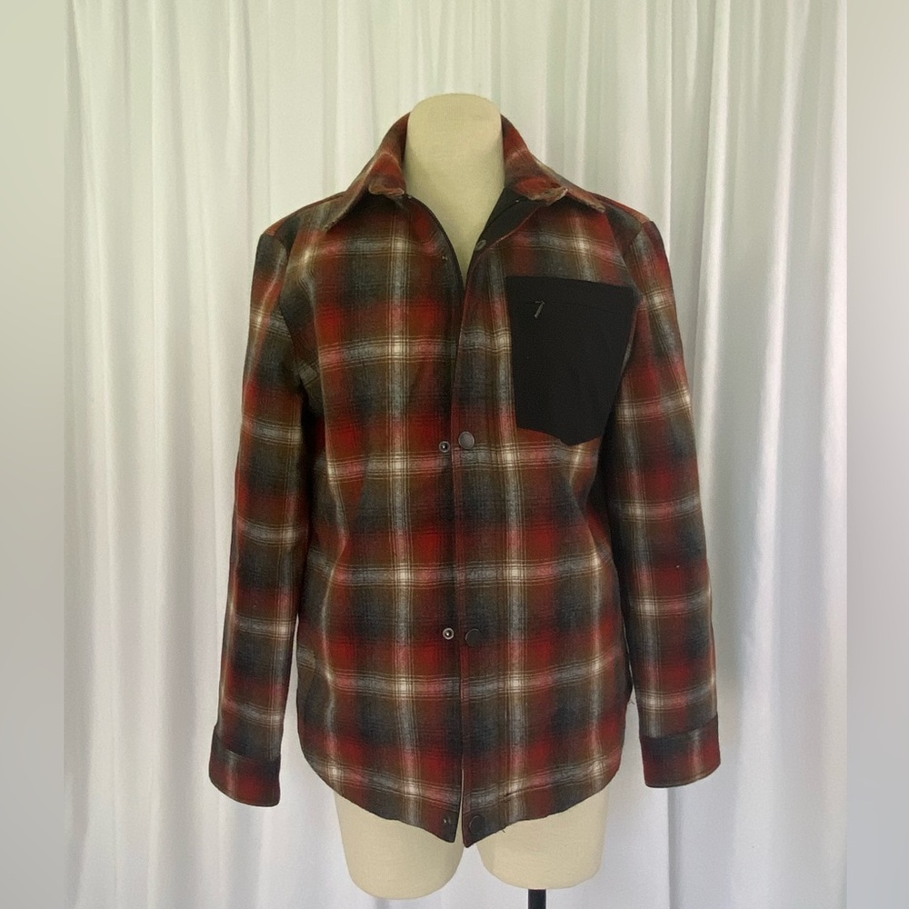 Pendleton Red and Brown Lightweight Plaid Shirt Jacket - Picture 1 of 7